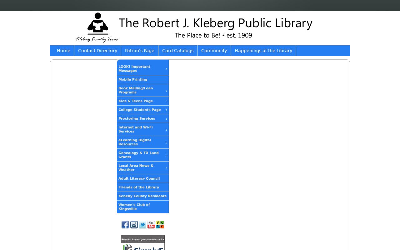 Kingsville city directory library reference policy