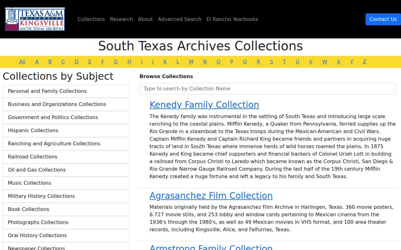 Kingsville city directory research at South Texas Archives collections browser