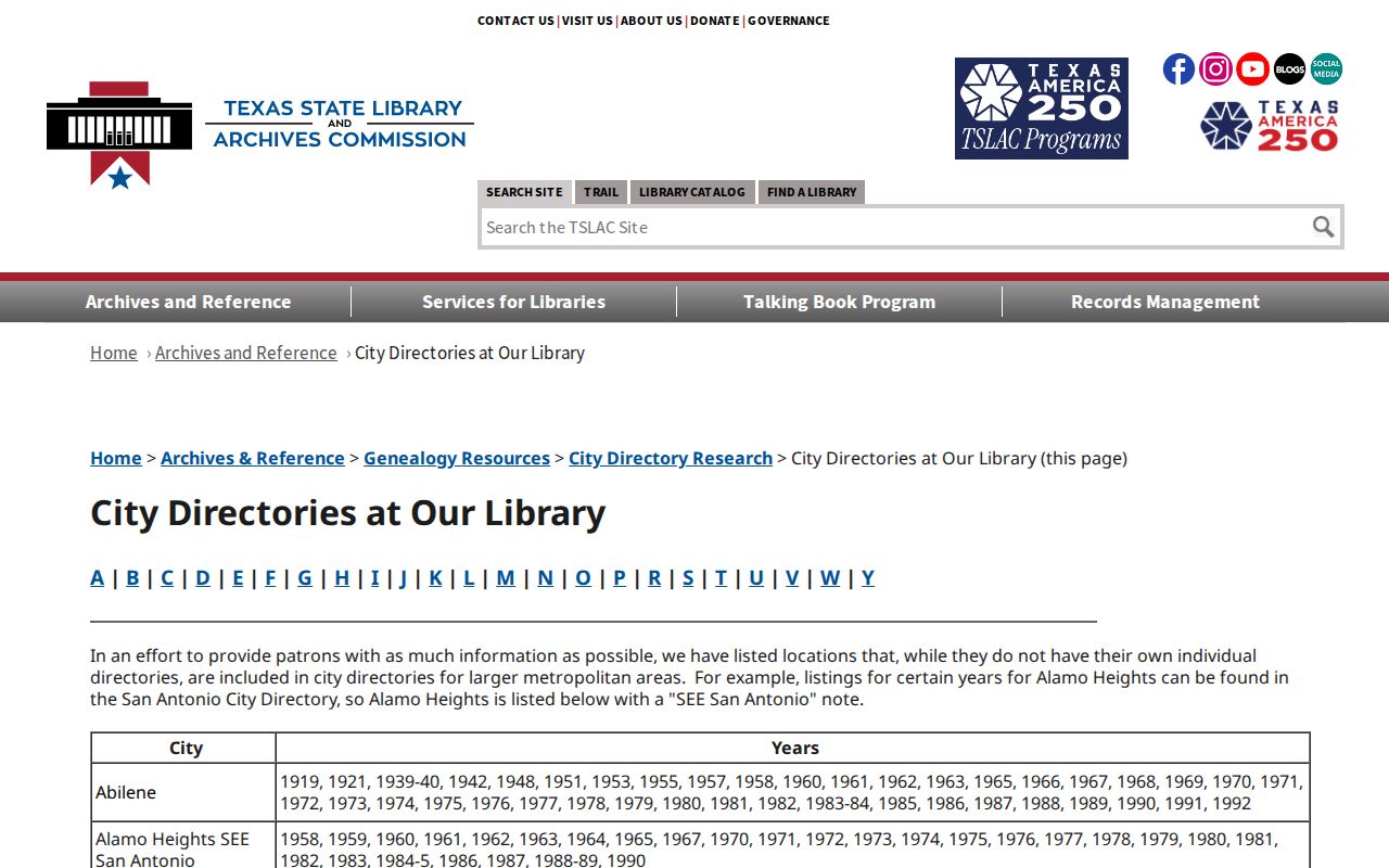 Kingsville city directory Texas State Library holdings list