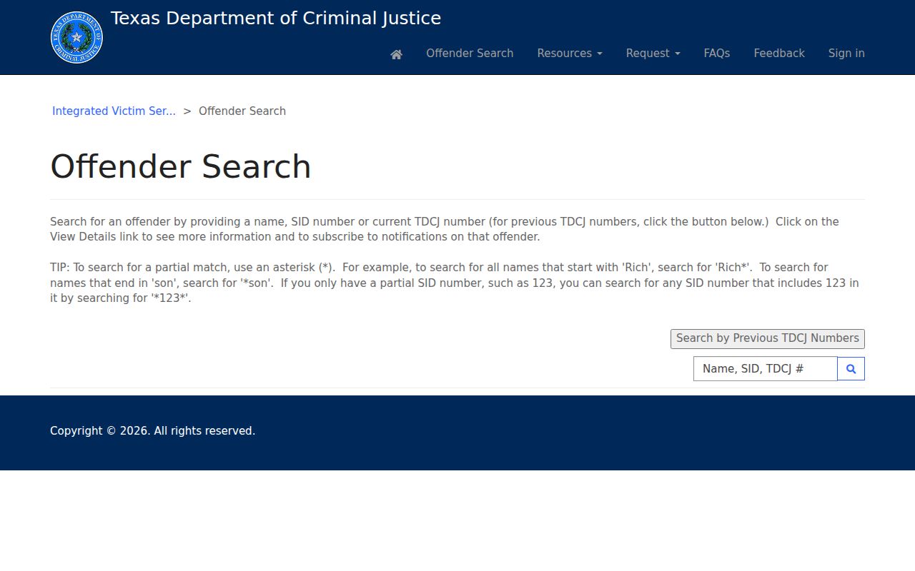 Kingsville residents directory reference to the Texas Department of Criminal Justice offender search