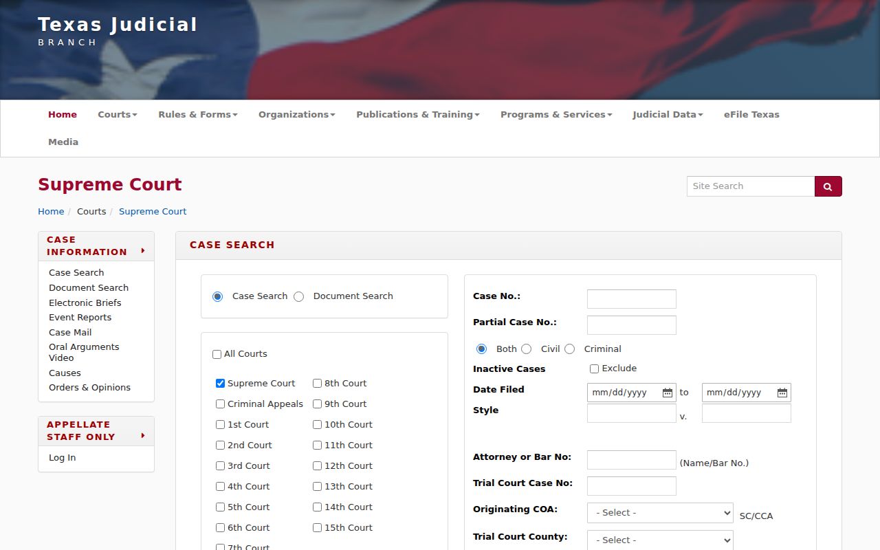 Kingsville residents directory reference to Texas court case search controls