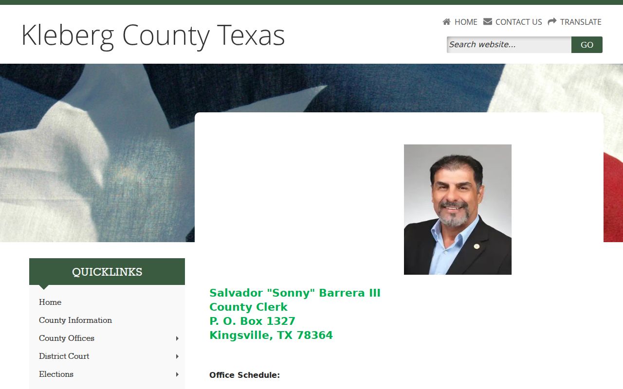 Kingsville residents directory reference to Kleberg County Clerk official records access