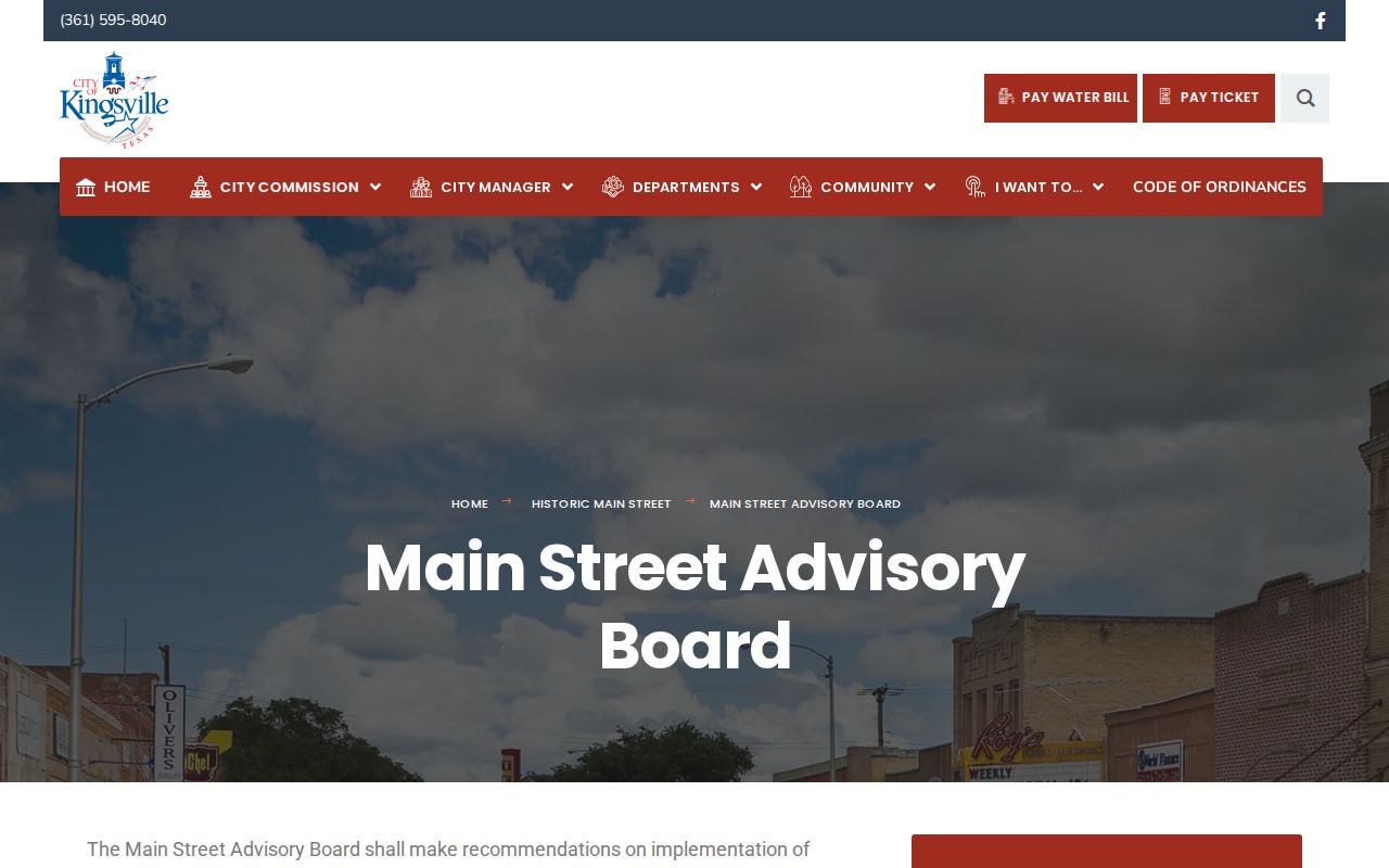 Kingsville neighbors Main Street Advisory Board civic information