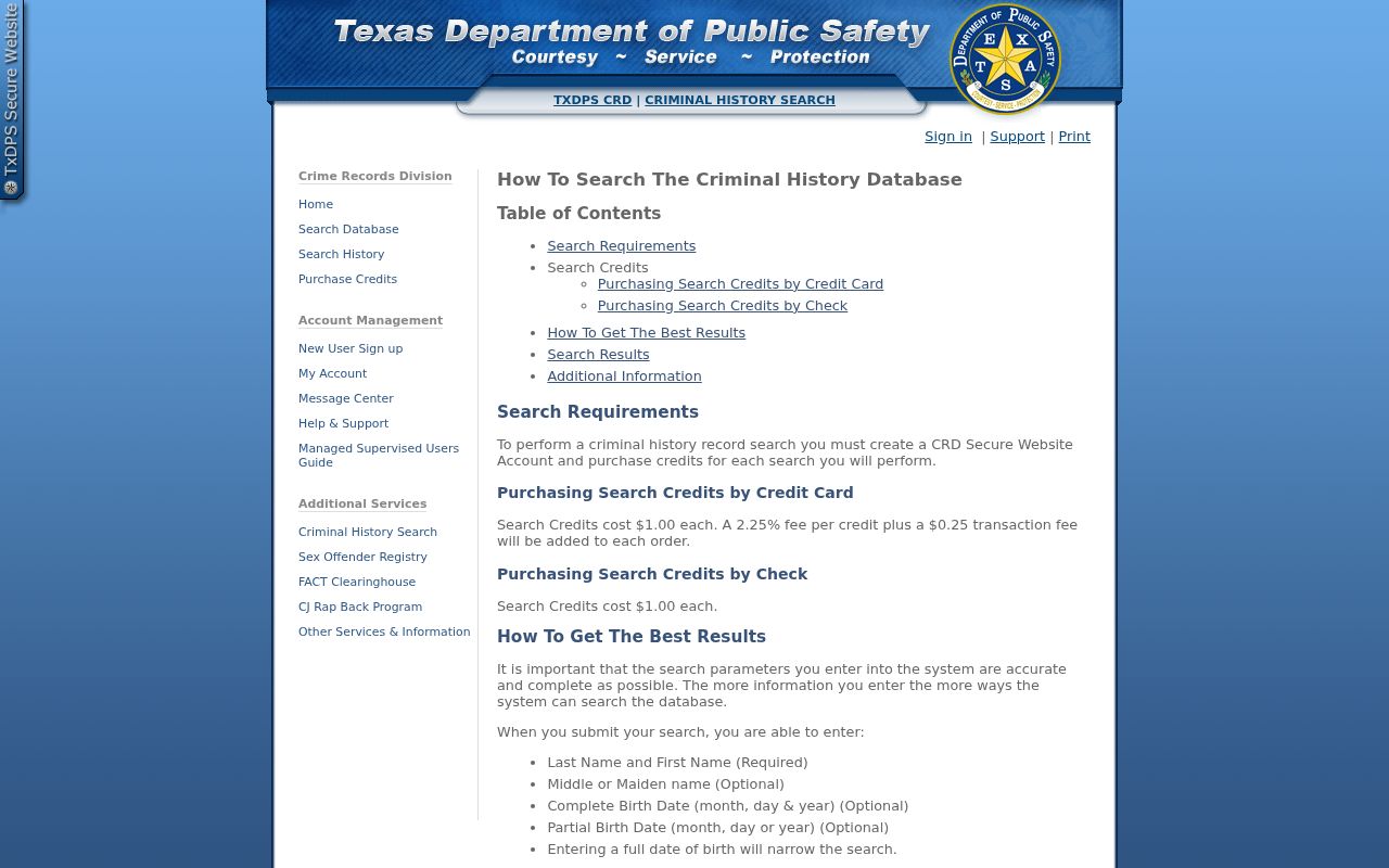 Kingsville resident lookup Texas DPS criminal-history name-search instructions